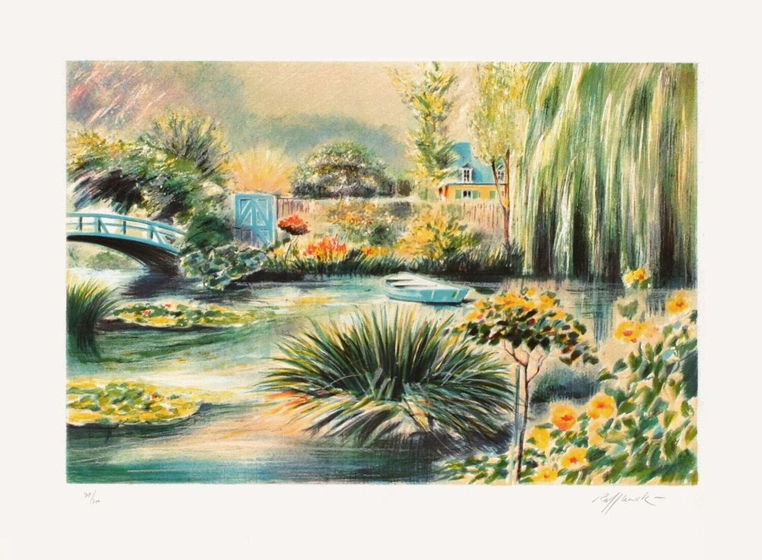 Giverny - Une barque sur l'eau Rolf Rafflewski Stampa in vendita