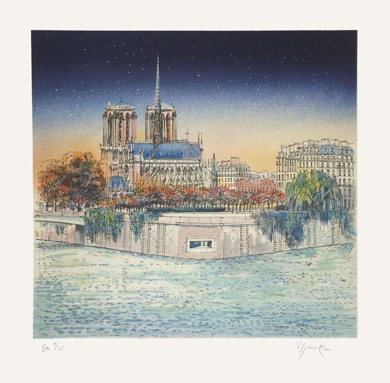 Paris - L'abside de Notre-Dame, effet de nuit Rolf Rafflewski Druck zu verkaufen