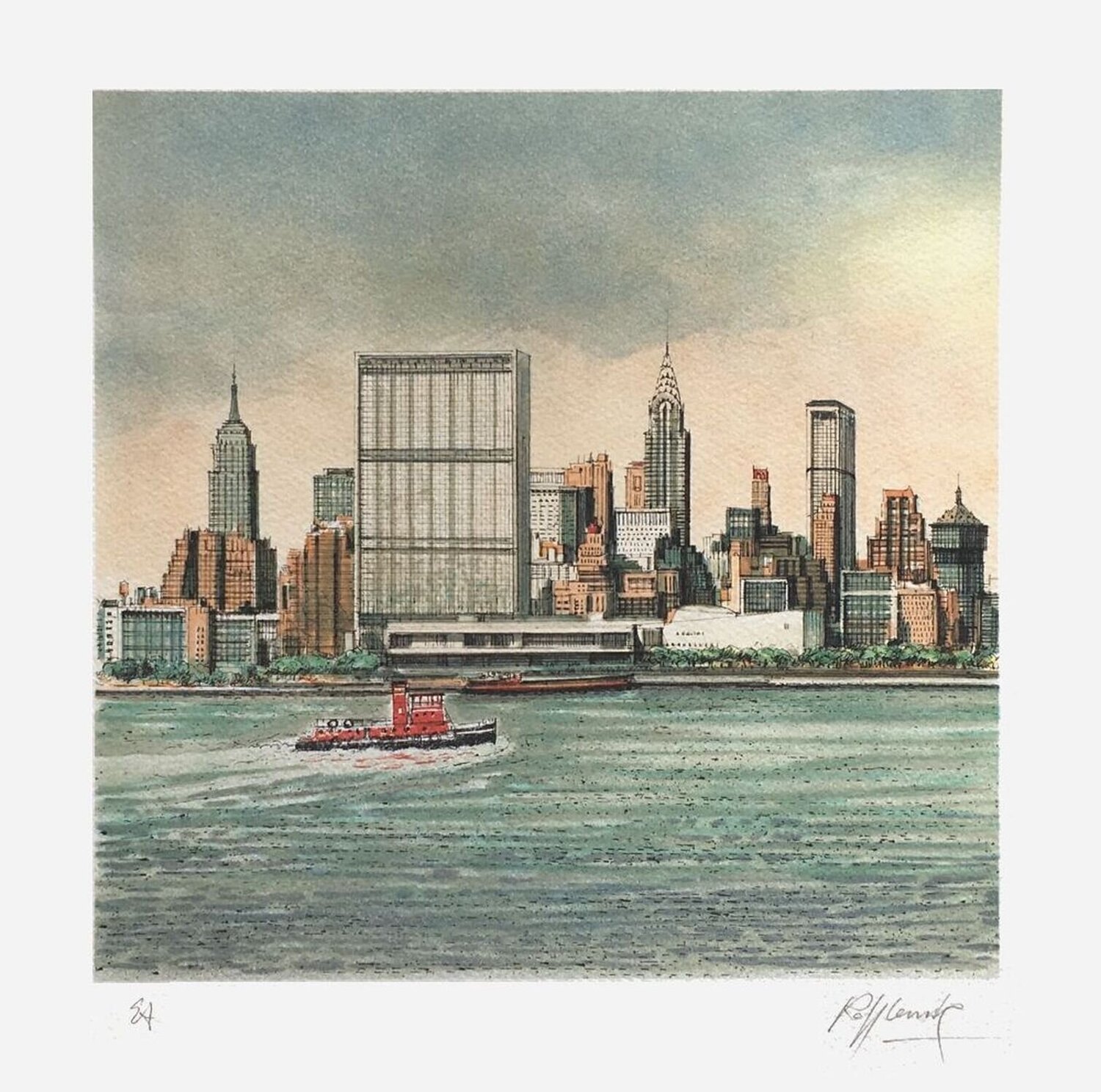 New York by the river Rolf Rafflewski Druck zu verkaufen