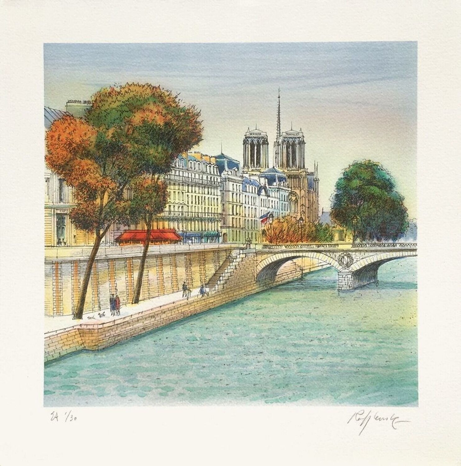 Paris - Le Pont d'Arcole et l'Ile de la Cité Rolf Rafflewski Druck zu verkaufen