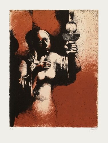Femme à la lampe von Manolo Ruiz Pipo, Druck kaufen auf Singulart