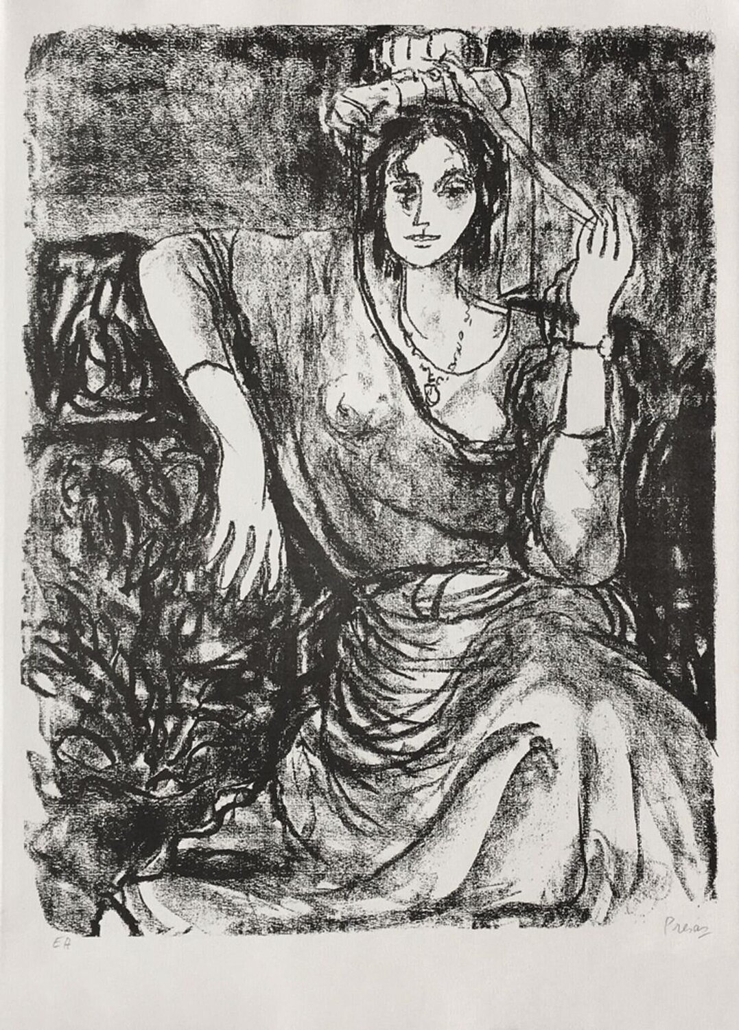 Femme au chapeau I Leopoldo Presas Druck zu verkaufen