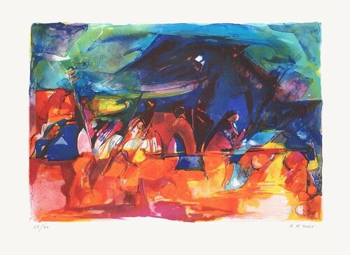 Sous les tentes by Arlette Le More, 인쇄 for Sale on Singulart