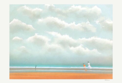 Promenade sur la plage von Pierre Doutreleau, Druck kaufen auf Singulart