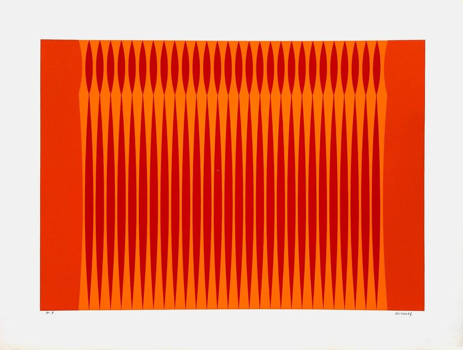 Composition cinétique orange et rouge Miodrag Dordevic Stampa in vendita