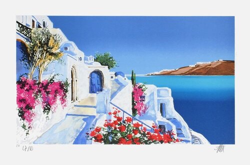 Grèce - bougainvilliers en fleurs van André Bongibault, Afdruk te koop op Singulart