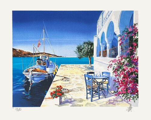Grèce - Le bateau à quai André Bongibault