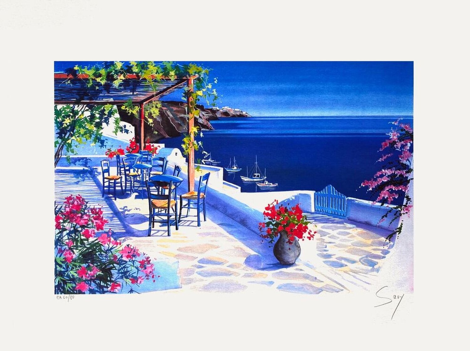Grèce - La pergola au soleil André Bongibault Stampa in vendita