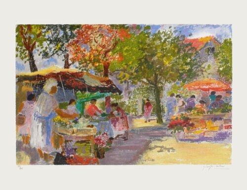 Marché place des Carmes by Yvonne Cheffer-Delouis, 인쇄 for Sale on Singulart