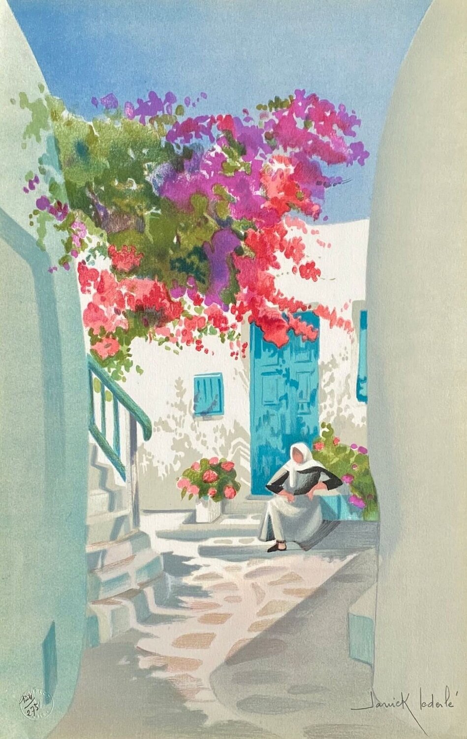 Grèce - femme assise Janick Lederle Druck zu verkaufen