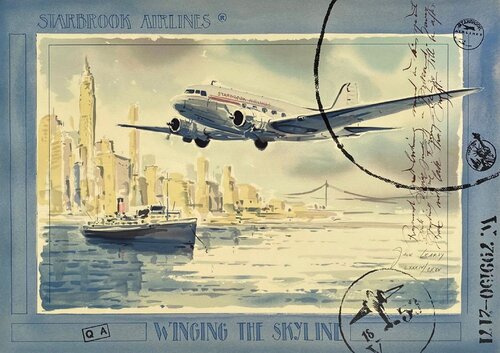 Starbrook Airlines - winging the skyline von LEAROY Jack, Druck kaufen auf Singulart
