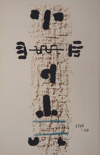 Art brut, Totem, Lithographie originale signée by GLEB Thomas, 版画 for Sale on Singulart