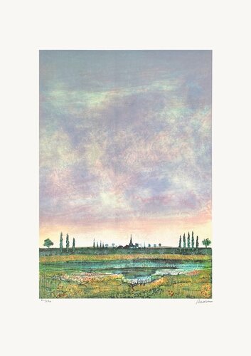 Le village au loin par Antonio Rivera, Édition en vente sur Singulart