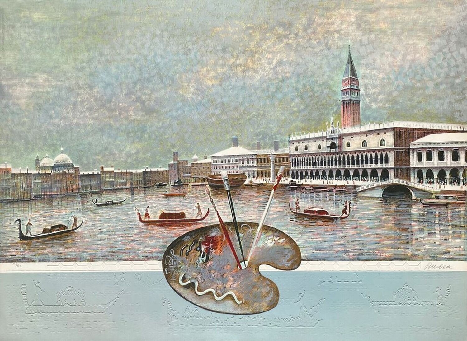 Paysage à la palette - Venise Antonio Rivera Druck zu verkaufen