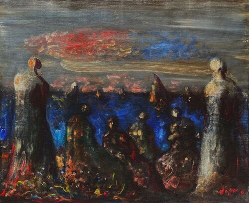 Femmes sur la plage de Sylvain Vigny, Pintura a la venta en Singulart