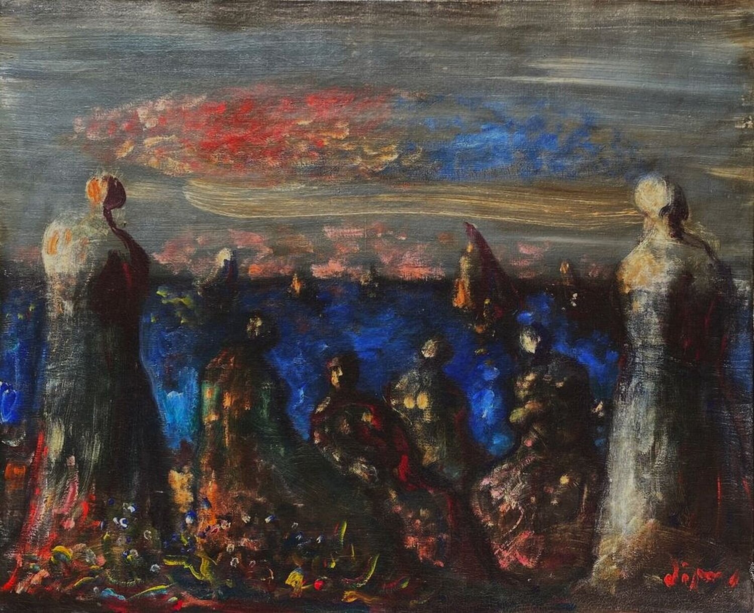 Femmes sur la plage Sylvain Vigny Dipinto originale in vendita