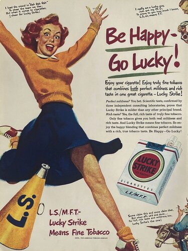 Be Happy - Go lucky - Lucky Strike advertising II van COLLECTIF - PUBLICITE, Afdruk te koop op Singulart