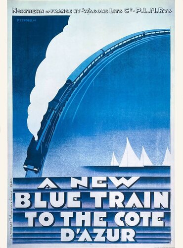 Wagons-lits - A new blue train to the Cote d'Azur d'apès ZENOBEL von COLLECTIF - PUBLICITE, Druck kaufen auf Singulart