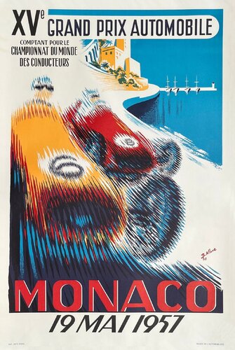 Monaco 1957 Grand Prix automobile par Bernard Minne von COLLECTIF - PUBLICITE, Druck kaufen auf Singulart