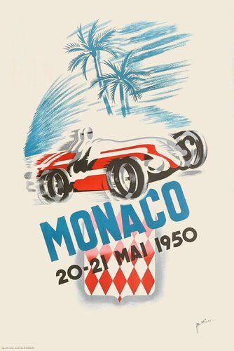 Monaco 1950 Grand Prix automobile par Bernard Minne von COLLECTIF - PUBLICITE, Druck kaufen auf Singulart