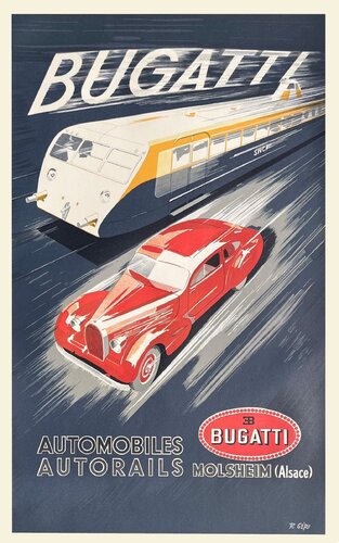 Bugatti automobiles autorails - Molsheim par Géri von COLLECTIF - PUBLICITE, Druck kaufen auf Singulart