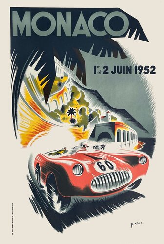 Monaco 1952 Grand Prix automobile par Bernard Minne von COLLECTIF - PUBLICITE, Druck kaufen auf Singulart