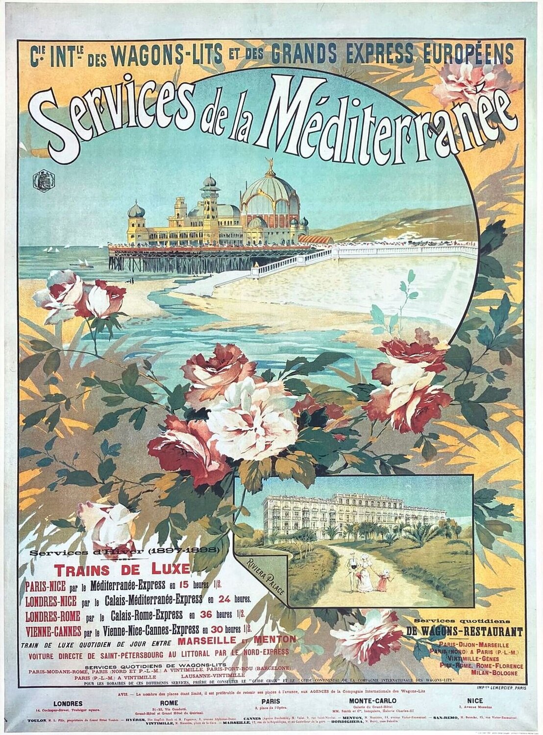 Wagons-lits - PLM Services de la Méditerranée - Nice COLLECTIF - PUBLICITE Druck zu verkaufen