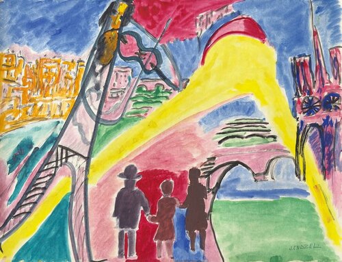 Le violoniste à la tour Eiffel von Jacques Endzel, Malerei kaufen auf Singulart