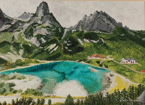 Green pond High Tatras, Slovakia von Libuša Němcová, Malerei kaufen auf Singulart