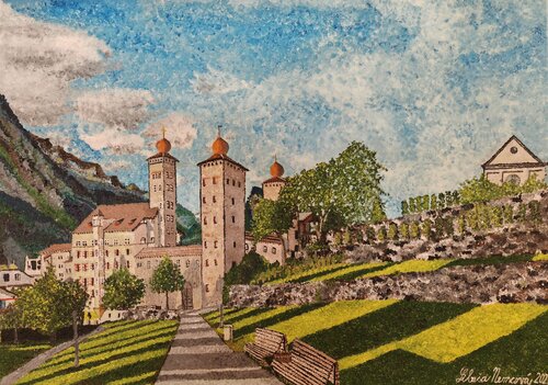 Stockalperschloss - Brig,Ch. von Libuša Němcová, Malerei kaufen auf Singulart