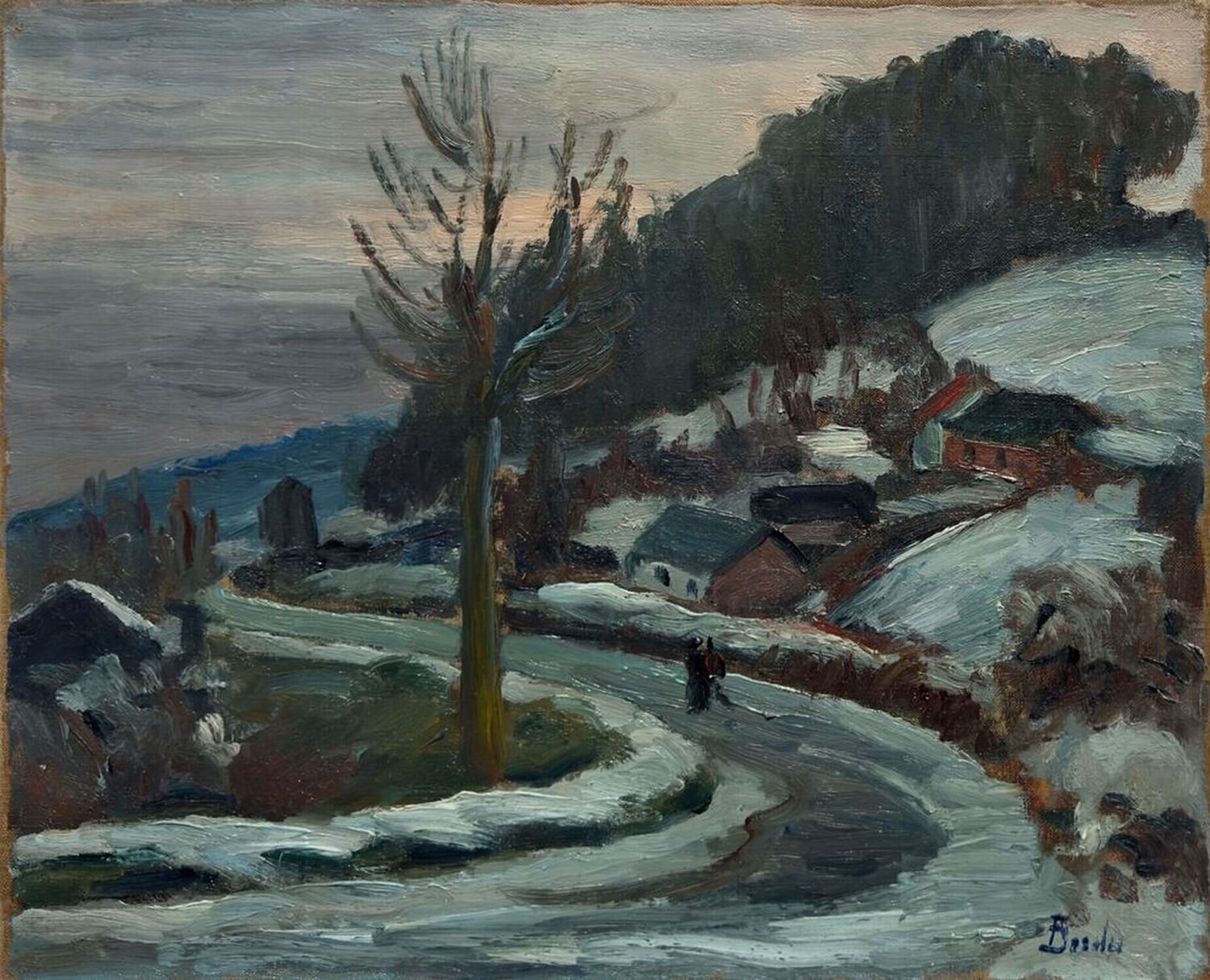 Le Mont-Gargan sous la neige Léonard Bordes Originalgemälde zu verkaufen