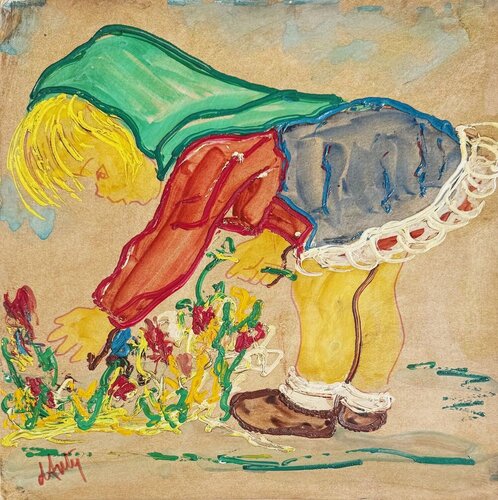 La cueillette des fleurs van Henry Maurice D'Anty, Werk op papier te koop op Singulart