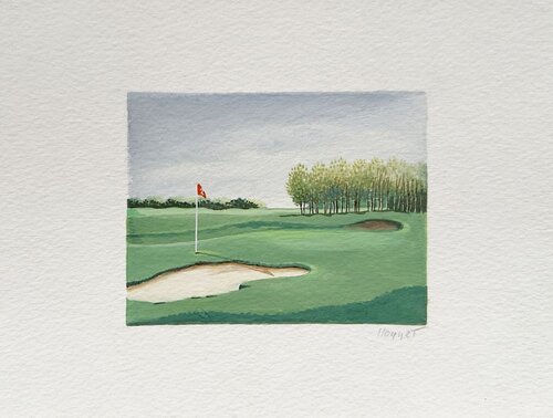Le golf III par Jean-Louis Honnet, Œuvre sur papier en vente sur Singulart