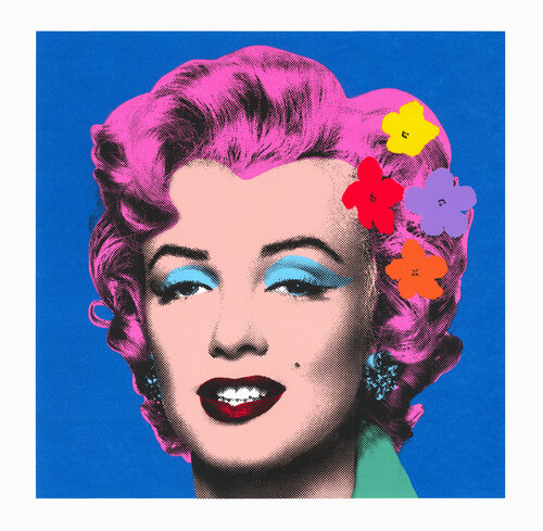 Marilyn With Flowers - Dark Blue van Mr. Brainwash, Afdruk te koop op Singulart
