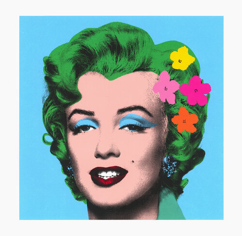 Marilyn With Flowers - Light Blue / Green van Mr. Brainwash, Afdruk te koop op Singulart