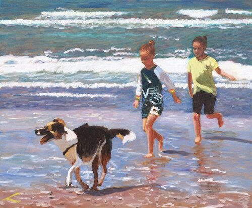 Running from the wave 2 von Elena Sokolova, Malerei kaufen auf Singulart