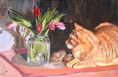 Tulips lover by Elena Sokolova, 회화 for Sale on Singulart