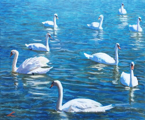 Swans by Elena Sokolova, Painting for Sale on Singulart