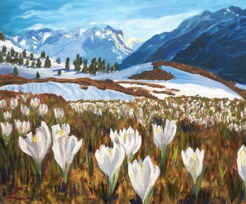 Spring in Alps van Elena Sokolova, Schilderij te koop op Singulart
