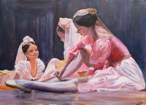 Three dancers von Elena Sokolova, Malerei kaufen auf Singulart