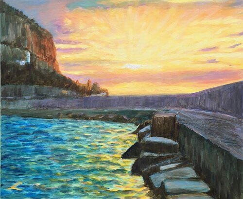 Cefalu sunset van Elena Sokolova, Schilderij te koop op Singulart
