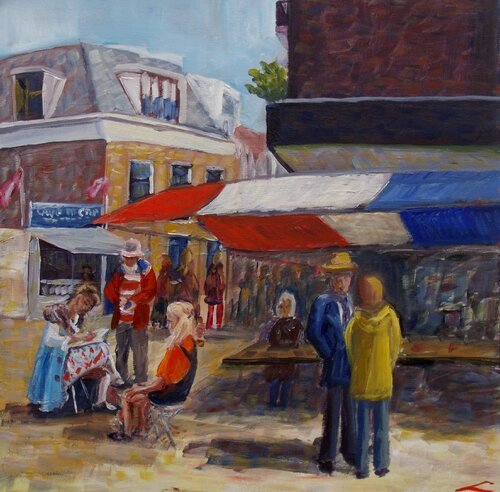 Art market in Zaandam von Elena Sokolova, Malerei kaufen auf Singulart