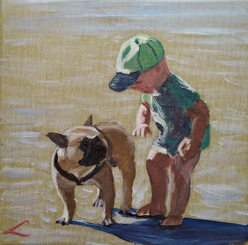 Friends at the beach von Elena Sokolova, Malerei kaufen auf Singulart