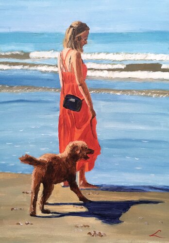Enjoying the beach and sea von Elena Sokolova, Malerei kaufen auf Singulart