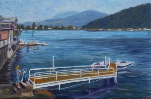 Painting in Lugano van Elena Sokolova, Schilderij te koop op Singulart