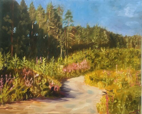 Forest road von Elena Sokolova, Malerei kaufen auf Singulart