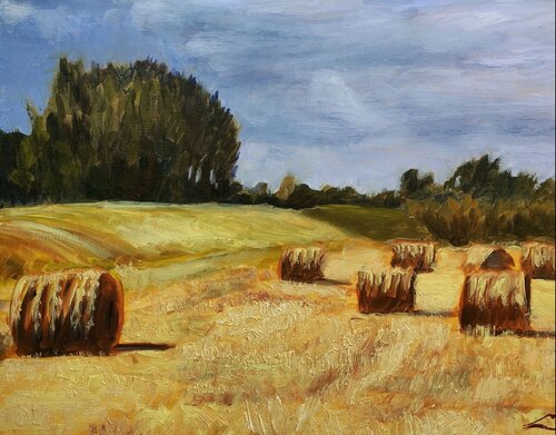 Haystacks in Westland von Elena Sokolova, Malerei kaufen auf Singulart