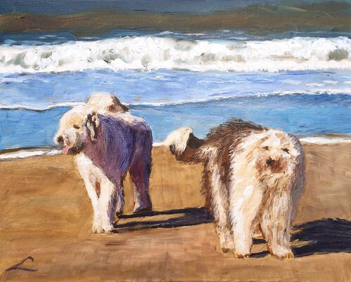 Shaggy dogs by Elena Sokolova, 회화 for Sale on Singulart