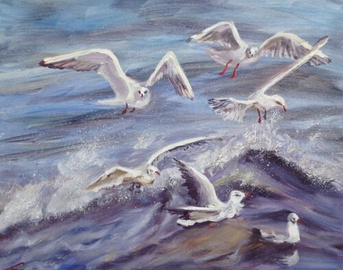 Seagulls 4 von Elena Sokolova, Malerei kaufen auf Singulart