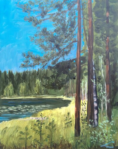 Pastor's lake trees 5 von Elena Sokolova, Malerei kaufen auf Singulart